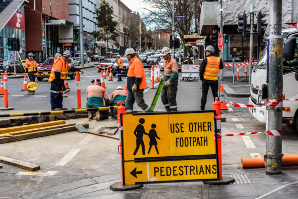 Melbourne,,Victoria,,Australia,,September,8,,2018:,Many,Road,Workers,In