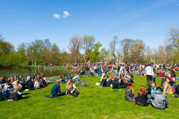 Amsterdam-april,27:,People,In,Vondelpark,During,King's,Day,On,April