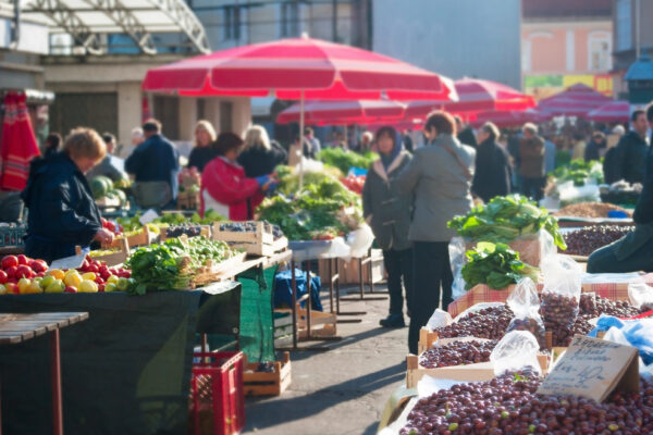 Unrecognizable,People,At,A,Food,Market,In,Zagreb,,Croatia