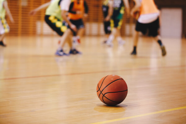 Basketball,Training,Game,Background.,Basketball,On,Wooden,Court,Floor,Close